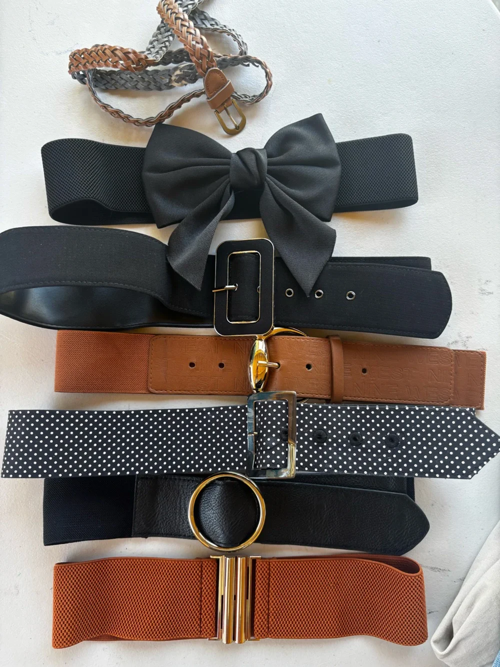Mixed Women’s Fashion Belt Set - Black, Brown, Tan, Polka Dot